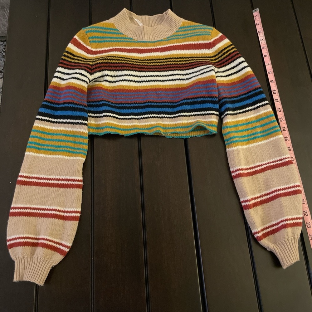 Free People Multicolor Cropped Sweater